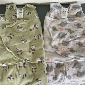 Halo Baby Wearable Sleeping Bags - Green Panda & Light Gray Elephant bundle
